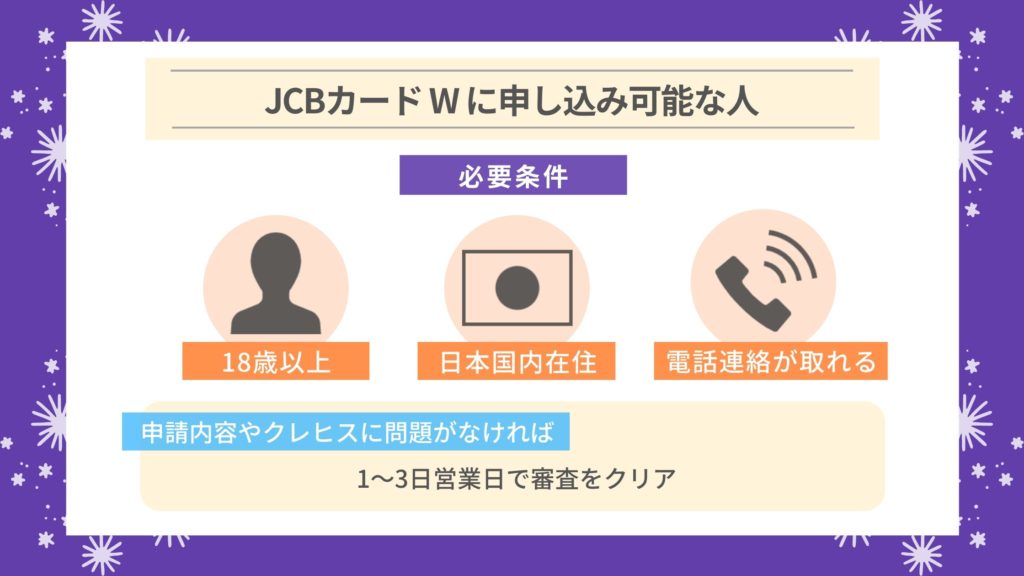 JCBカード Wの審査難易度・審査にかかる時間